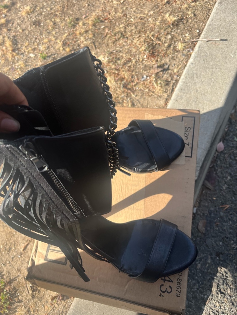 Women's Black Fringe Open-Toe Heels